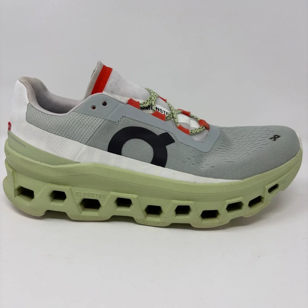 On Cloudmonster Women's Size 9.5 Green White Athletic Running Shoes (61.99022)